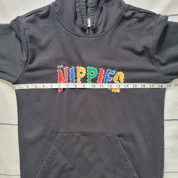 Adidas x Nippies Size S Collaboration Hoodie Black Graphic Logo Pullover Unisex - Picture 5 of 9